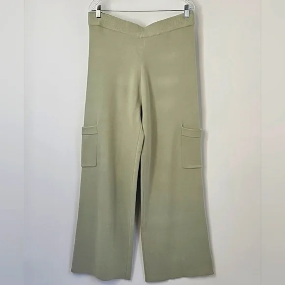 Sincerely Jules Sage Knit Set Wide Leg Pant wCargo Pockets Ribbed Sleeveless Top - Picture 5 of 12